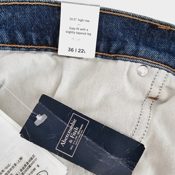 New! Abercrombie and Fitch High Rise Mom Jean Tapered Distressed Jeans Tall Long - Picture 11 of 12